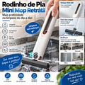 Rodinho de pia retrátil mini mop branco para limpeza de pia e bancada